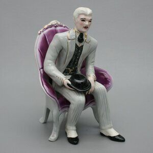 Vintage Florence Ceramics Edward Seated Chair Hat Figurine - Pasadena California